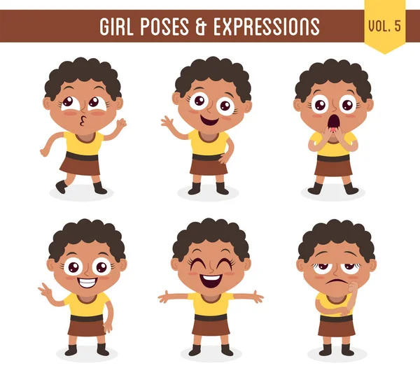 Menina poses e expressões (Vol. 5 / 8 ) —  Vetores de Stock