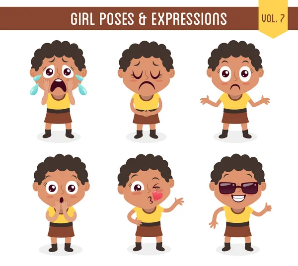 Girl poses y expresiones (Vol. 7 / 8 ) — Vector de stock