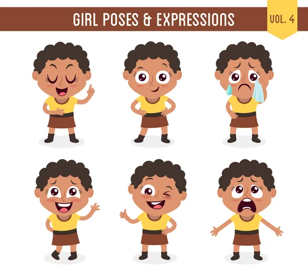 女孩的姿势和表情 (卷 4 / 8) — 图库矢量图片