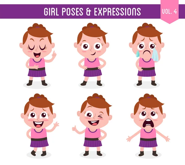 Menina poses e expressões (Vol. 4 / 8 ) — Vetor de Stock