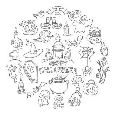 elle çizilmiş Cadılar Bayramı karalamalar