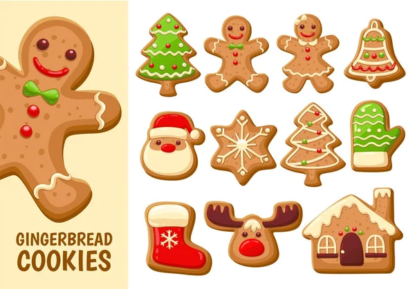 Gingerbread cookie collection. Set 1. — Stock Vector