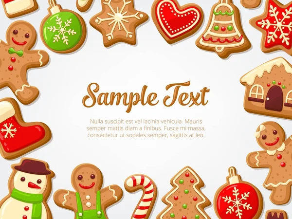 Christmas gingerbread cookies background — Stock Vector