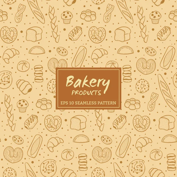 Elle çizilmiş fırın ürünleri seamless modeli