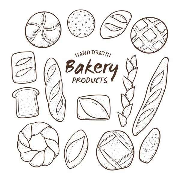 Kézzel rajzolt kenyér készlet — Stock Vector