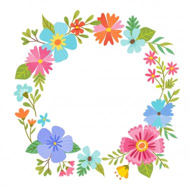 Yuvarlak çerçeve çiçek tasarım.