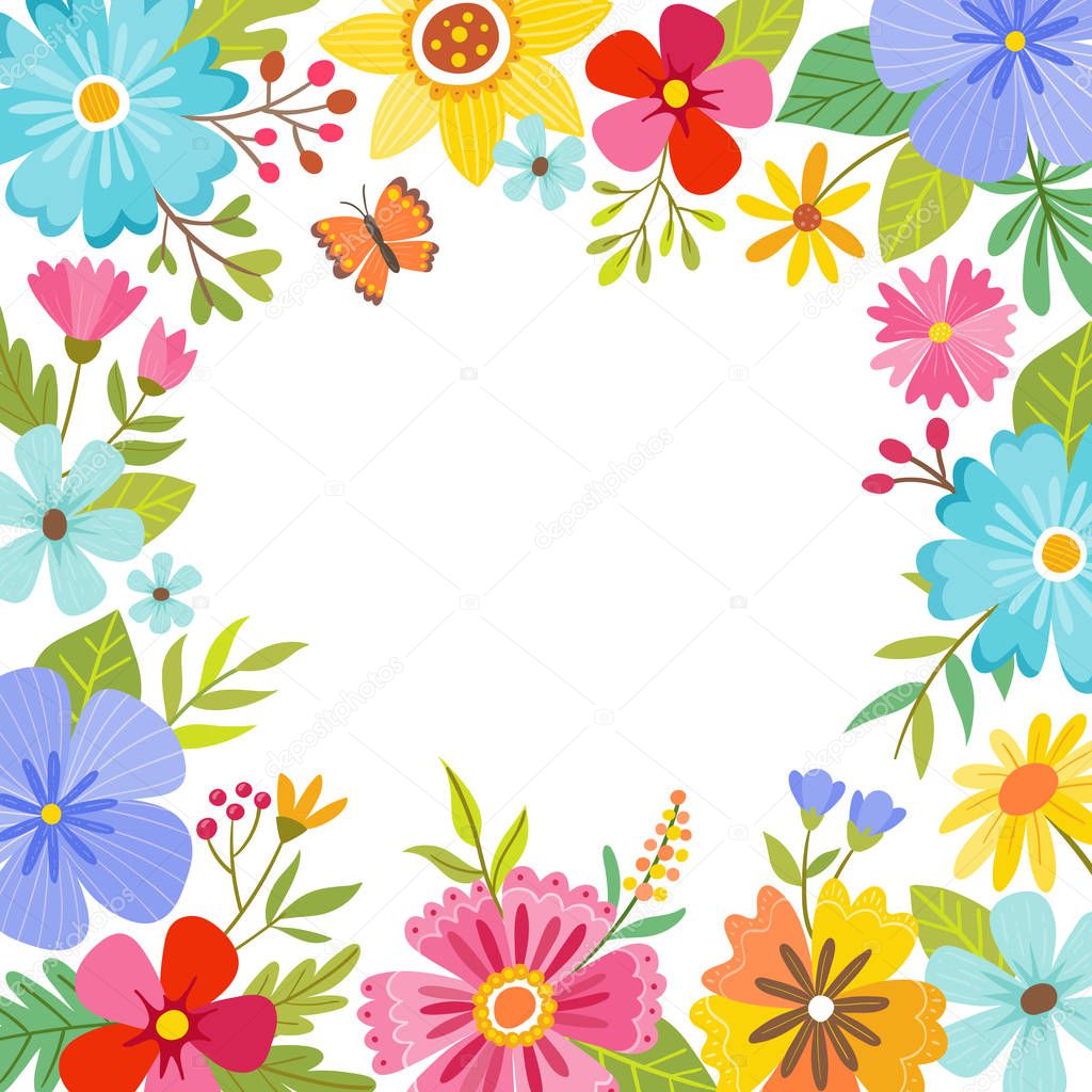 Cute colorful spring floral background.