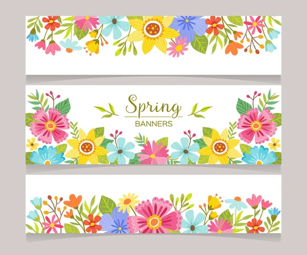 Banners decorativos de primavera estacional — Vector de stock