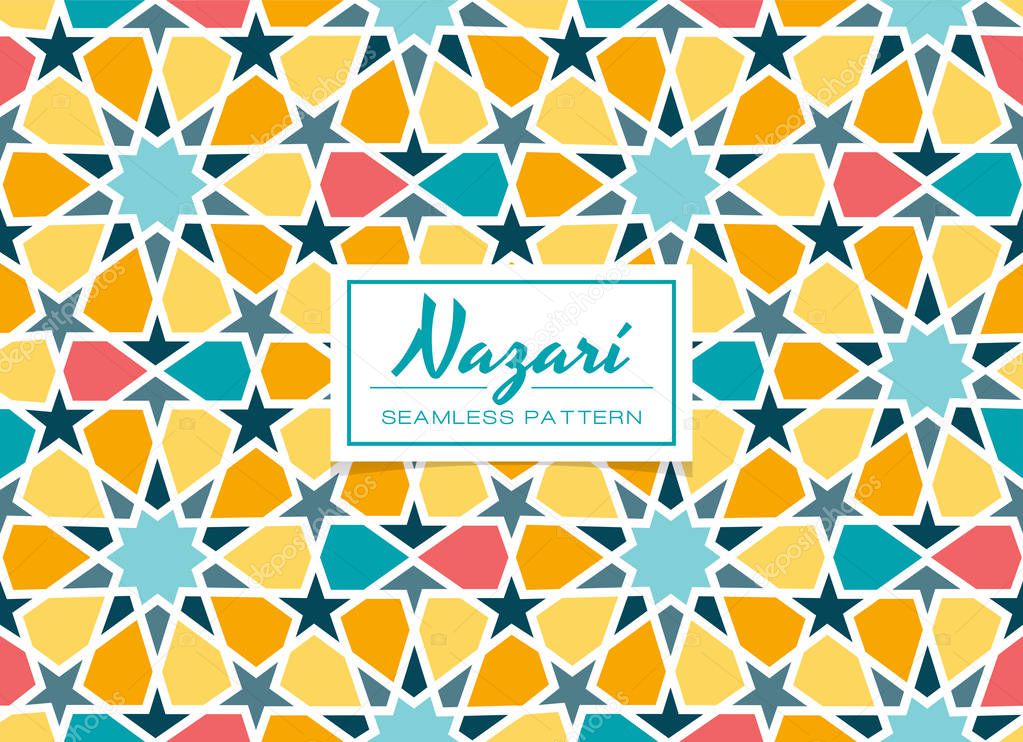 Arabic mosaic seamless pattern