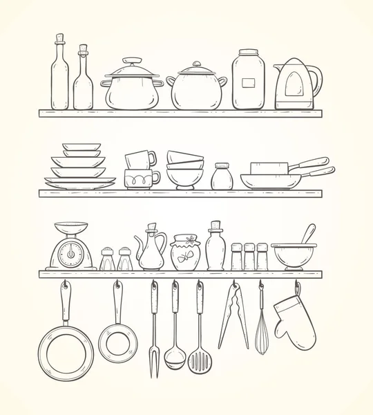 Güzel el yapımı mutfak rafları.