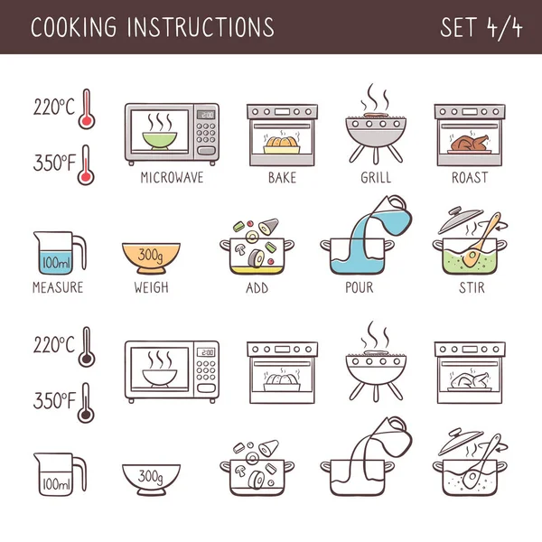 Matlagning ikoner, Set 4 av 4 — Stock vektor