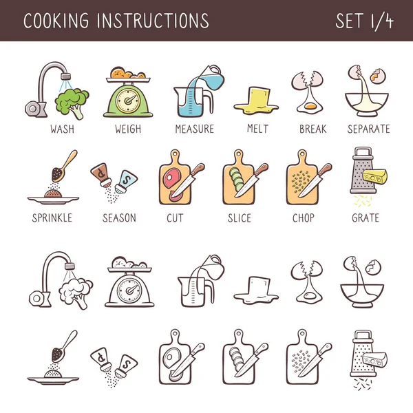 Matlagning ikoner, Set 1 av 4 — Stock vektor