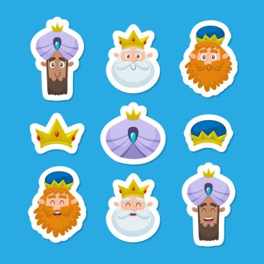 Three kings day sticker collection. clipart