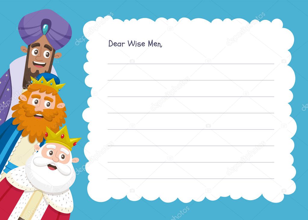 Three wise men letter template. English version.