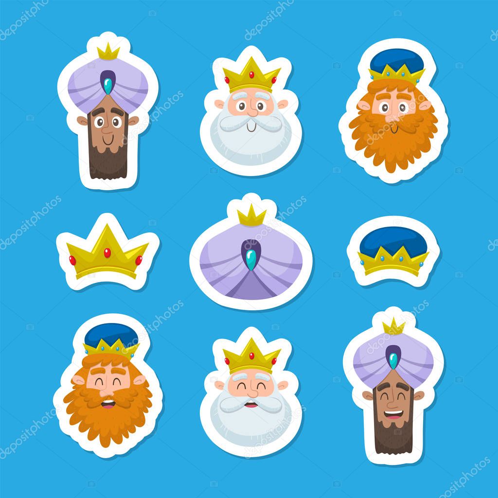 Three kings day sticker collection.