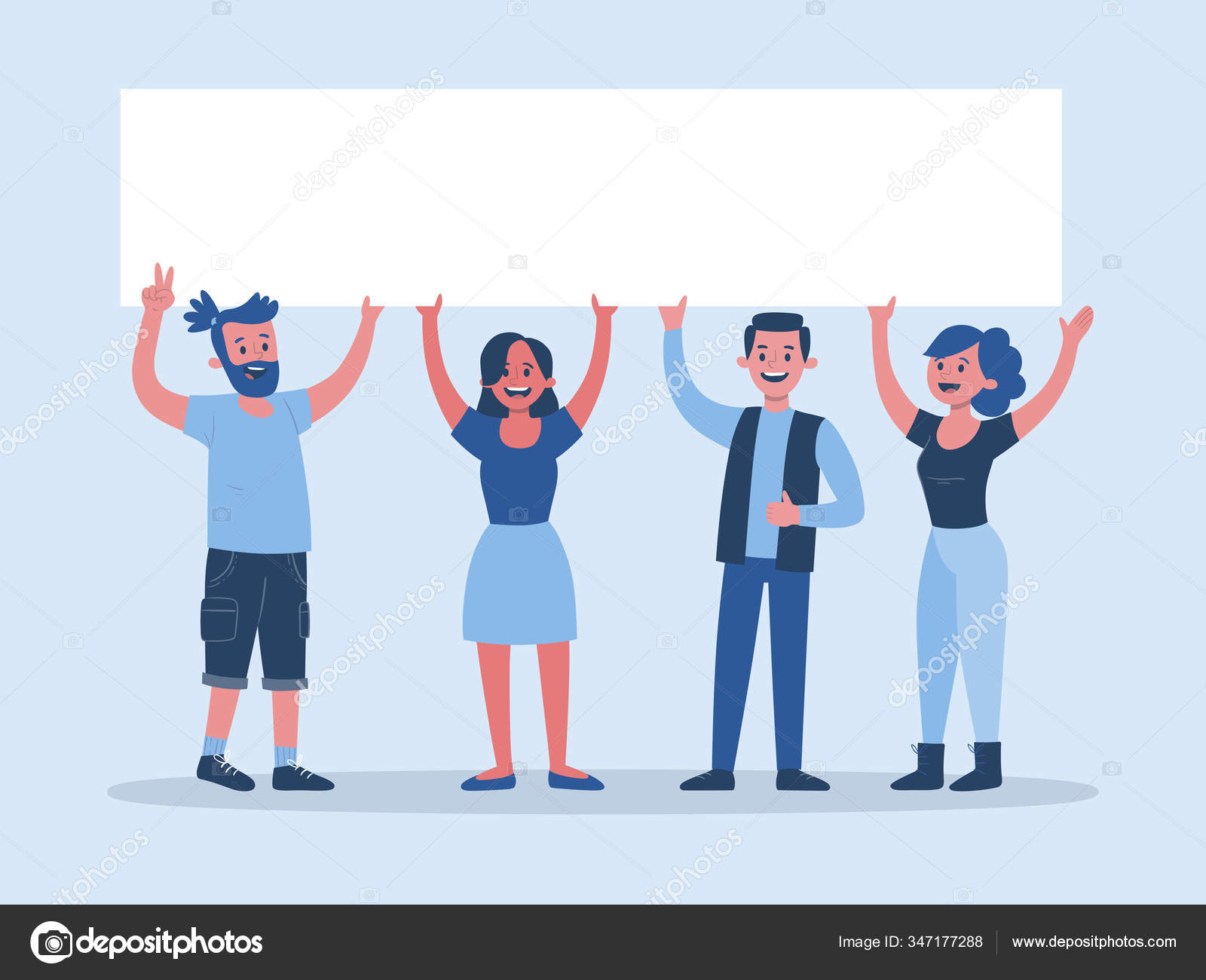 Group Young People Holding Banner Heads Vector Illustration Isolated Light  Stock Vector Image by ©insemar #347177288