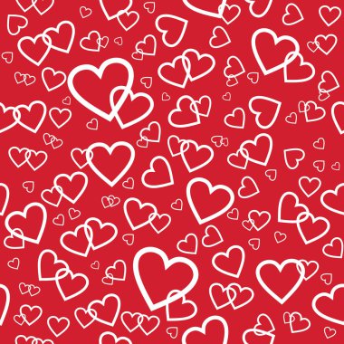 Rasgele yürekleri vektör kırmızı seamless modeli