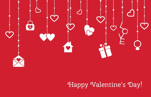 Картки для день Святого Валентина з висячими серця, подарунки — стоковий вектор