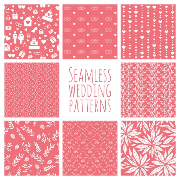 Set of seamless patterns for wedding decoration — Stock Vector