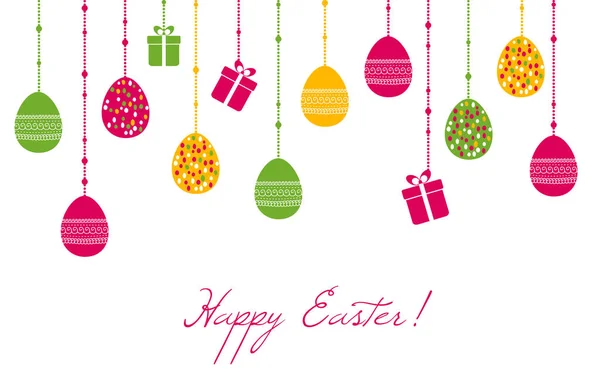 Carte de vœux vectoriel de Pâques avec œufs suspendus — Image vectorielle