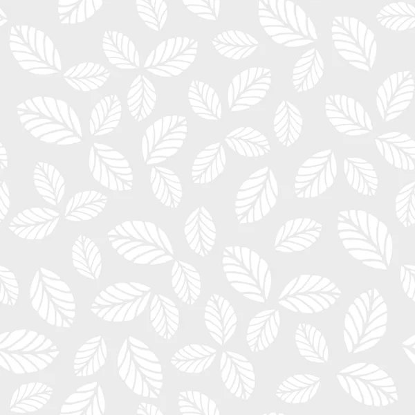 葉で白黒のシームレスなベクトル パターン — ストックベクタ