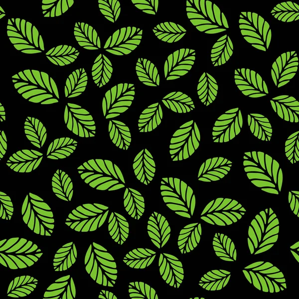 Modèle sans couture avec des feuilles de fraise vertes — Image vectorielle