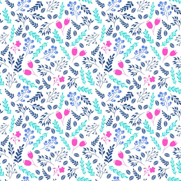 Couleur vibrante motif floral sans couture avec des fleurs — Image vectorielle