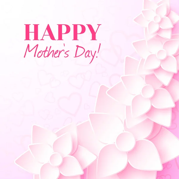 Glücklicher Muttertag. Grußkarte mit rosa Blumen — Stockvektor