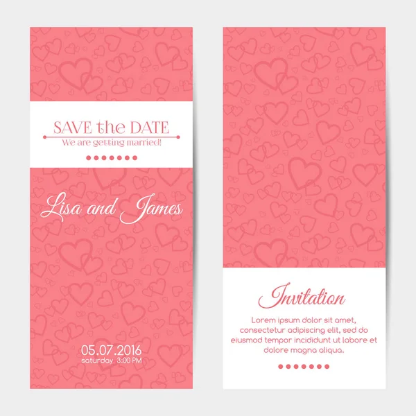 Dikey düğün davetiye kartı şablonu — Stok Vektör