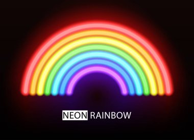 Neon gökkuşağı. Parlak renkli fırçalar vektör