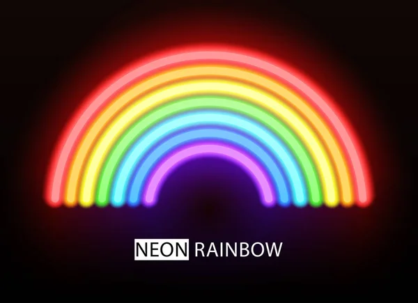 Arcobaleno al neon. Pennelli multicolori incandescenti vettoriali — Vettoriale Stock