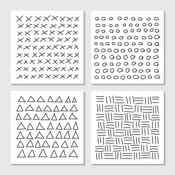 Cards with hand drawn hipster patterns. Monochrome — Stock Vector