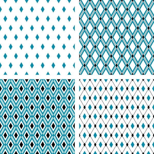 Set of vector seamless patterns with rhombuses — Stock Vector