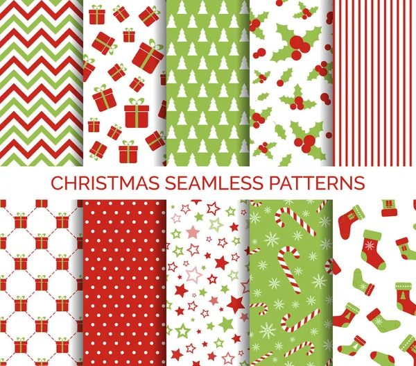 Christmas seamless vector patterns — Stock Vector