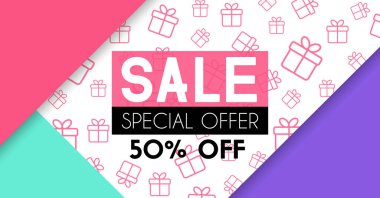 Satış banner şablon tasarımı. Güzellik ve moda tanıtımı için arka plan