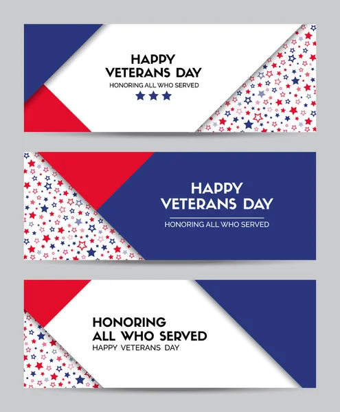 Happy Veterans Day. Set of vector headers — Stock Vector