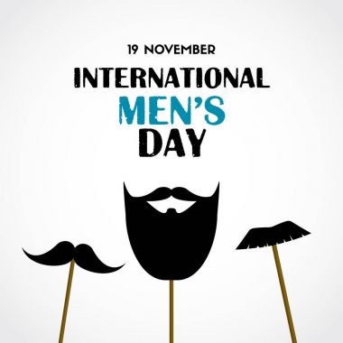 Uluslararası erkekler günü vektör tebrik kartı ile photo booth'den aksesuarlar