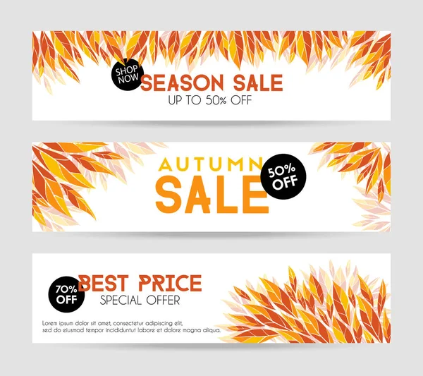 Autumn sale vector banners. Season sale, discount printable template — Stock vektor
