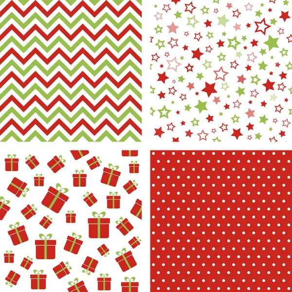 Set of Christmas patterns. Seamless backgrounds — Stock Vector