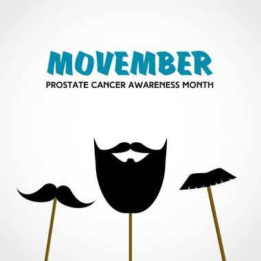 Movember. Prostat kanseri duyarlılığı ayı. Vektör ile bıyık'den aksesuarlar