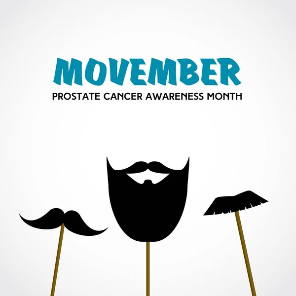 Movember. Prostate cancer awareness month. Vector with mustache props — Stock Vector