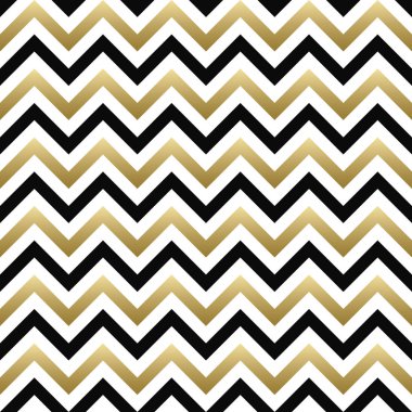 Chevron seamless modeli. Vektör siyah, altın ve beyaz zikzak arka plan