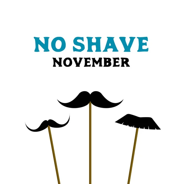 No shave november. Prostate cancer awareness month. Card with fake mustache — Stock Vector