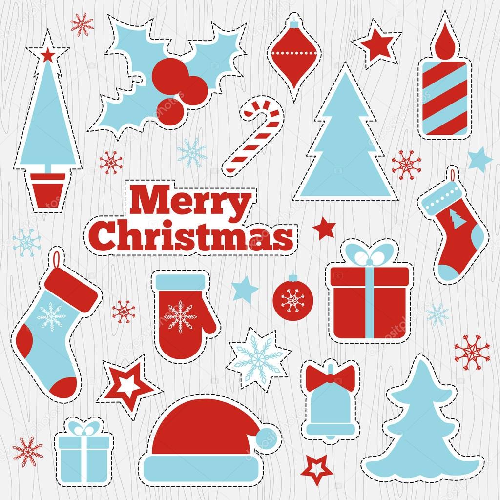 Christmas printable stickers, fashion patches