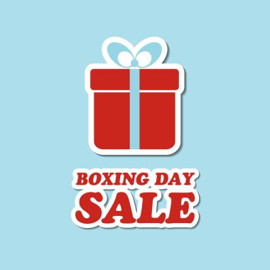 Boxing Günü Satılık. Vektör kartı hediye kutusu etiketi ile