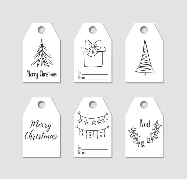 Hand drawn Christmas gift tags. Vector labels — Stock Vector