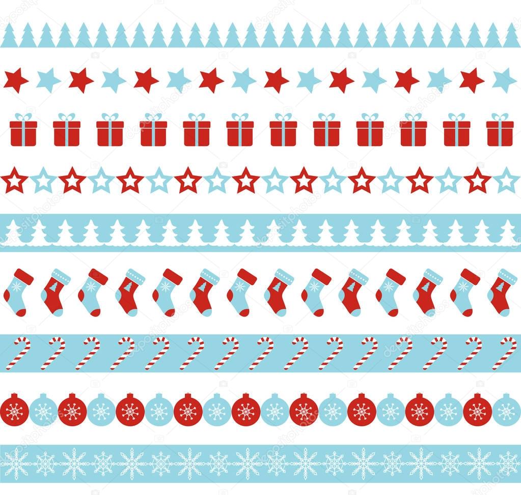 Christmas vector borders. Seamless ornament