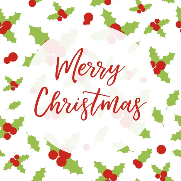 Merry Christmas vektor gratulationskort med holly bär mönster — Stock vektor