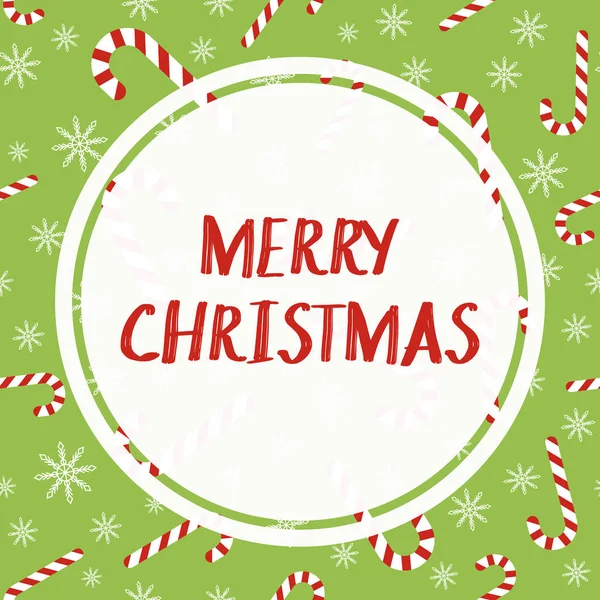 Merry Christmas gratulationskort. Candy cane mönster — Stock vektor
