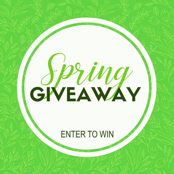 Spring giveaway card. Vector template for blogs — Stock Vector